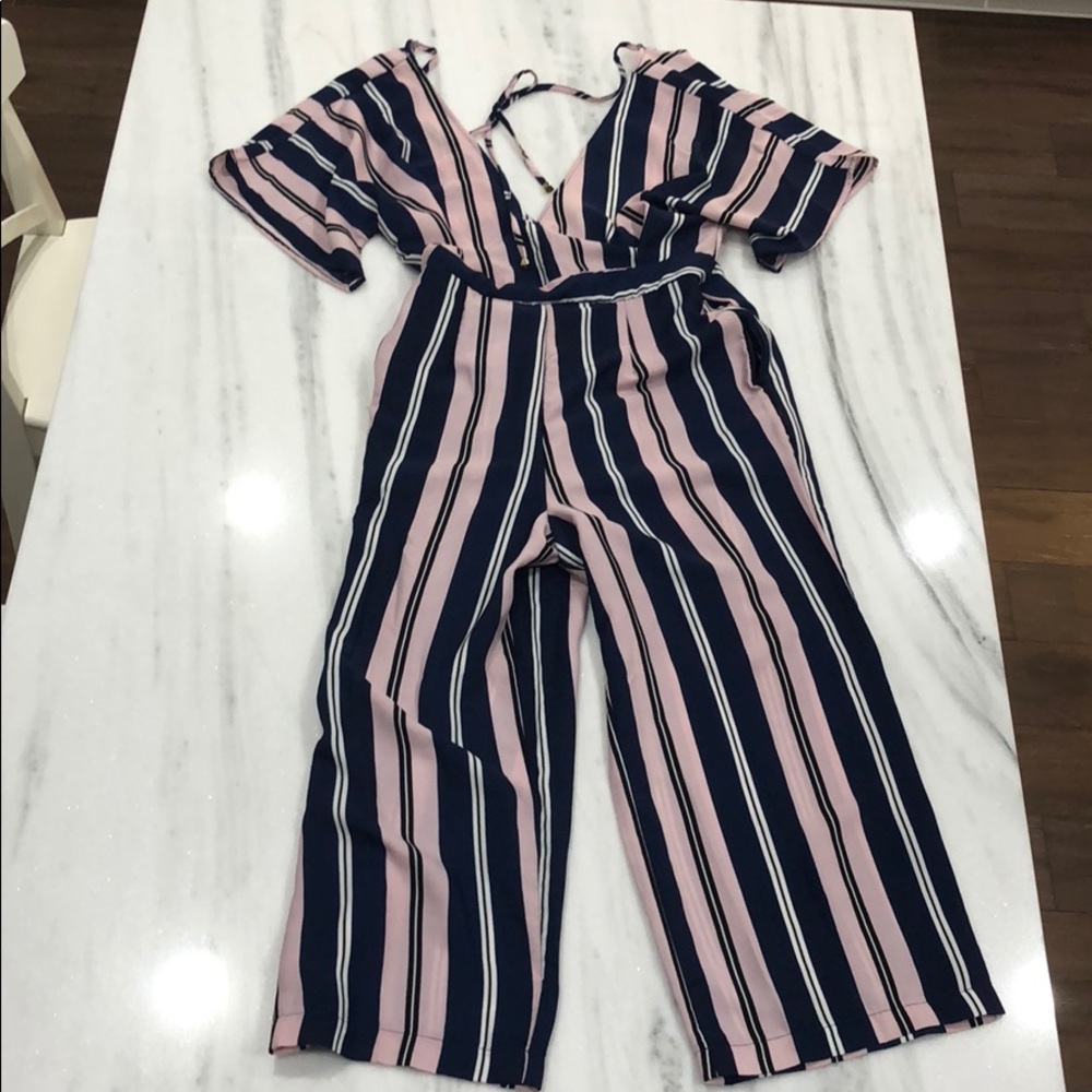 Blue and pink one piece jumpsuit